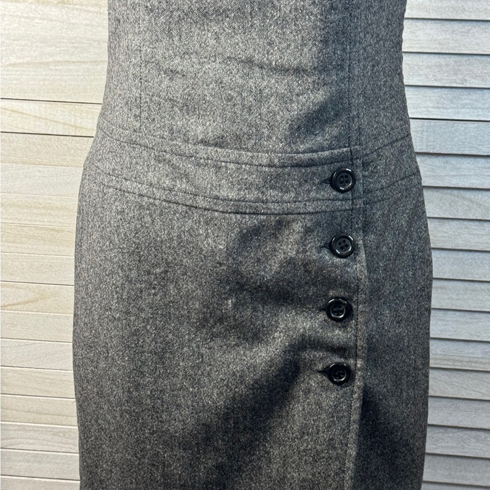 United Colors of Benetton Gray Tweed Workwear Dress Midi Career Chic Medium - Picture 3 of 12